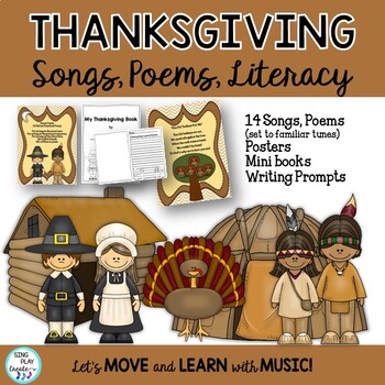Preview of Thanksgiving Songs, Poems and Literacy Reading and Writing Activities (CCSS)
