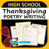 THANKSGIVING POETRY High School Thanksgiving Activity x 10
