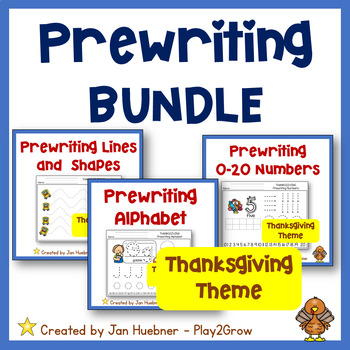 Preview of Fine Motor PREWRITING BUNDLE Letters Numbers Lines and Shapes Thanksgiving