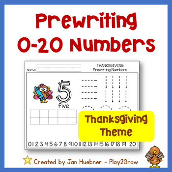 Fine Motor PREWRITING NUMBERS 0-20 Trace Lines and Shapes Thanksgiving