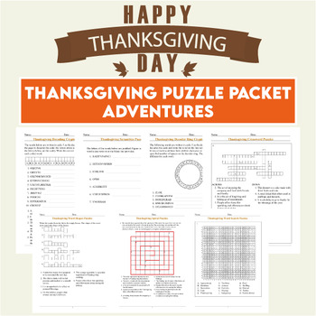 Preview of THANKSGIVING PUZZLE PACKET - Crosswords, Word Searches, Scrambles, Cryptogram