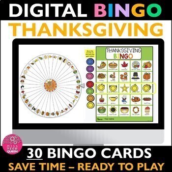 Preview of THANKSGIVING Party Games Bingo Digital Games Bingo Cards Fall Activity November