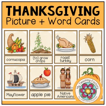 THANKSGIVING - Picture + Word Cards (ESL/EFL) by My Teaching Factory