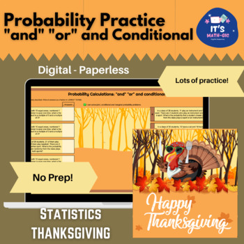 Preview of THANKSGIVING Probability Practice - AP Statistics -- Digital Image Reveal
