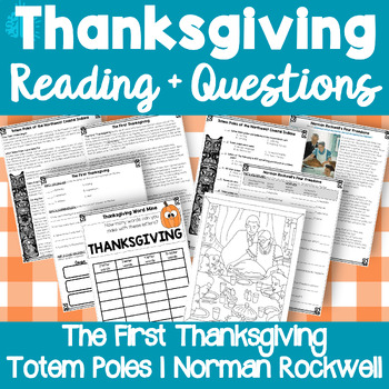 Preview of THANKSGIVING READING PASSAGES | Totem Poles First Thanksgiving Norman Rockwell