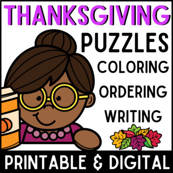Preview of THANKSGIVING'S PUZZLES/ABC ORDER/WORD SEARCH/ WRITING/DIGITAL