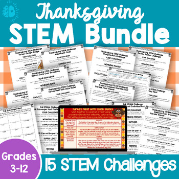 Preview of THANKSGIVING STEM & STEAM Challenges | November Fall Team Building Group Work