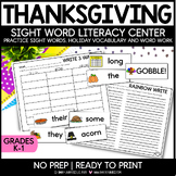 THANKSGIVING Sight Word Literacy Center | Word Work