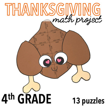 Preview of THANKSGIVING TURKEY MATH ACTIVITIES - COOKED TURKEY - FOURTH GRADE