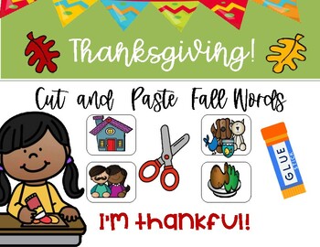 Preview of THANKSGIVING VOCABULARY CUT AND PASTE THANKSGIVING VOCABULARY PRACTICE