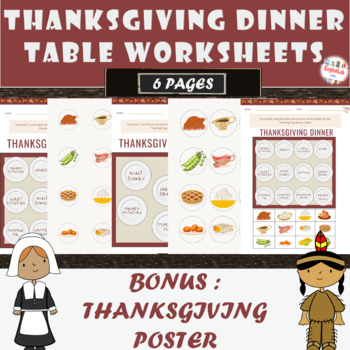 Preview of THANKSGIVING VOCABULARY WORKSHEET (DINNER TABLE)