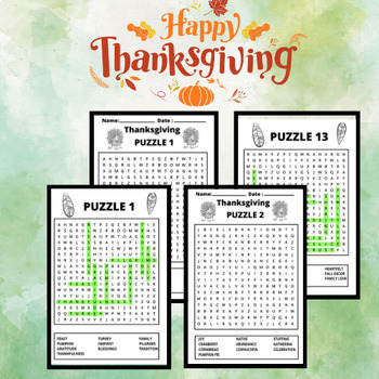 Preview of THANKSGIVING Vocabulary Word Search Puzzle Worksheet
