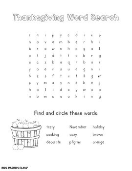 THANKSGIVING WORD SEARCHES! by Mrs Parish's Class | TPT