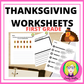 THANKSGIVING WORKSHEETS FOR FIRST GRADE by CANDY WALTER | TpT