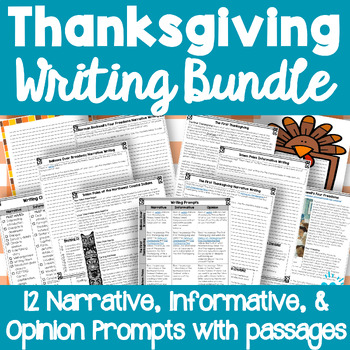 Preview of THANKSGIVING WRITING BUNDLE | Narrative Informative Opinion Prompts | Fall