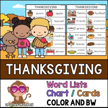 Preview of THANKSGIVING Words - Writing Center Vocabulary | Word Lists | Flashcards