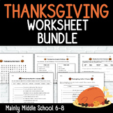 THANKSGIVING Worksheet Bundle (5 worksheets)