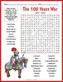 THE 100 (HUNDRED) YEARS WAR Word Search Puzzle Worksheet Activity
