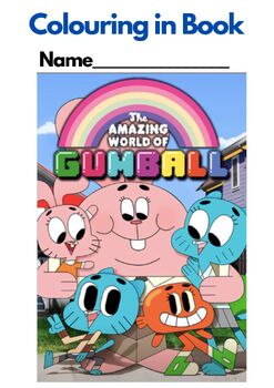 Preview of THE AMAZING WORLD OF GUMBALL - Colouring in Book (25 pages) UK Spelling