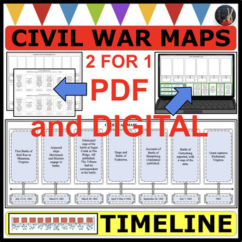 Preview of THE AMERICAN CIVIL WAR MAPS TIMELINE STATION (PDF & DIGITAL)