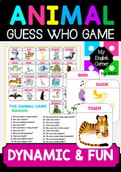 Guess Who Animal Game Worksheets Teachers Pay Teachers