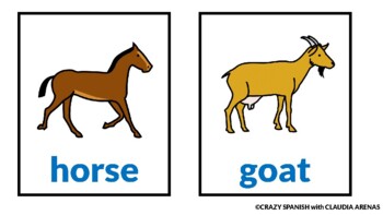 Preview of THE ANIMALS - LOS ANIMALES Flashcards ENGLISH - SPANISH