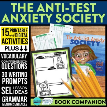 Preview of THE ANTI-TEST ANXIETY SOCIETY activities READING COMPREHENSION - Book Companion