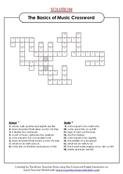 THE BASICS OF MUSIC CROSSWORD PUZZLE ONLINE,VIRTUAL by The Music