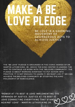 Preview of THE "BE LOVE" MARTIN LUTHER KING, JR. PLEDGE ART PRINTABLE & PLEDGE PAGE