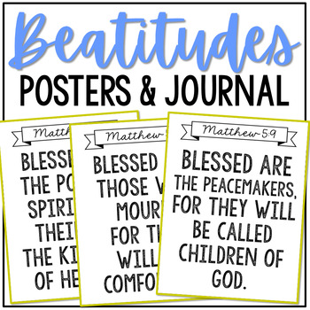 Preview of THE BEATITUDES Posters and Notebook Journal Pages, Memory Verse Activity