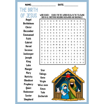 THE BIRTH OF JESUS bundle - word search & scramble & crossword ...