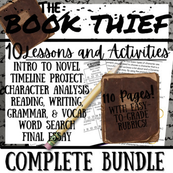 Preview of THE BOOK THIEF Novel Study Unit Bundle Writing, Projects, Activities, Exam