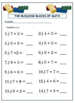 Preview of THE BUILDING BLOCKS OF MATH WORKSHEET
