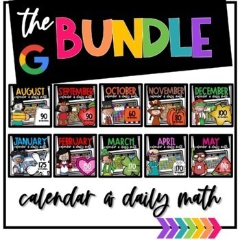 Preview of THE BUNDLE Google Digital Calendar and Daily Math for Kindergarten