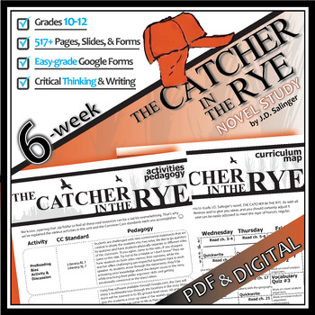 Preview of THE CATCHER IN THE RYE Novel Study Unit Plan Activity PRINT & DIGITAL Prereading