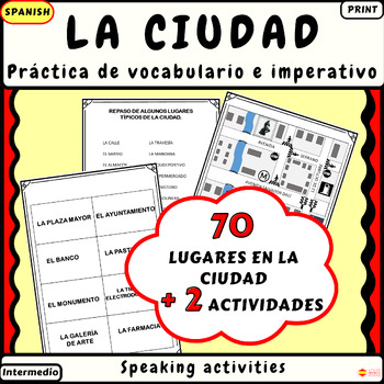 Preview of Intermediate Spanish Speaking: City Vocabulary & Activities La ciudad Print
