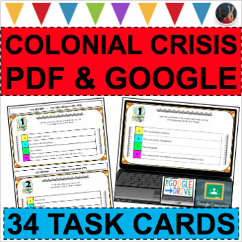 Preview of THE COLONIAL CRISIS Colonial America 1750-1775 Task Cards PDF & GOOGLE