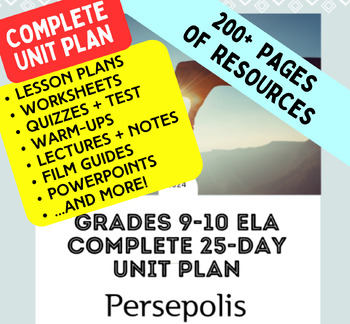 Preview of COMPLETE 25-DAY PERSEPOLIS UNIT PLAN BIG BUNDLE for 9-10 ELA