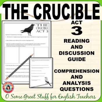Preview of The Crucible Act 3 Reading and Discussion Comprehension and Analysis Questions