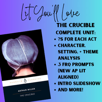Preview of THE CRUCIBLE Complete Unit (New AP Lit Aligned!)
