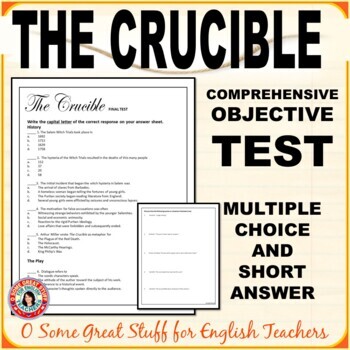 Preview of The Crucible Comprehensive Test with Multiple Choice and Short Answer - EDITABLE