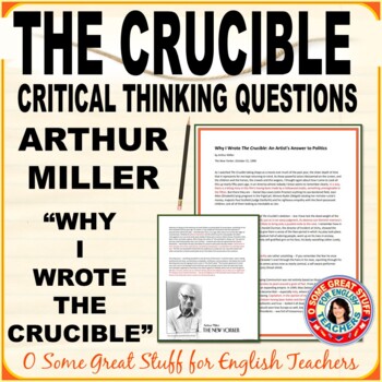 Preview of The Crucible Arthur Miller's "Why I Wrote The Crucible" Article and Questions