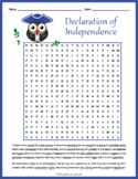 THE DECLARATION OF INDEPENDENCE Word Search Puzzle Workshe