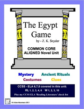 Preview of THE EGYPT GAME Common Core Aligned Novel Study
