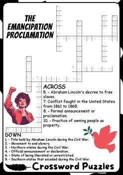 THE EMANCIPATION PROCLAMATION Crossword Puzzles Activities TPT