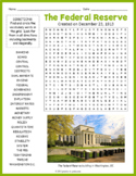 THE FEDERAL RESERVE Word Search Puzzle Worksheet Activity