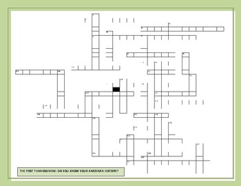 Preview of THE FIRST THANKSGIVING: AMERICAN HISTORY CROSSWORD: GRS.8-12, MG, AP HISTORY