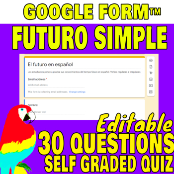 Preview of THE FUTURE TENSE IN SPANISH QUIZ-GOOGLE FORMS