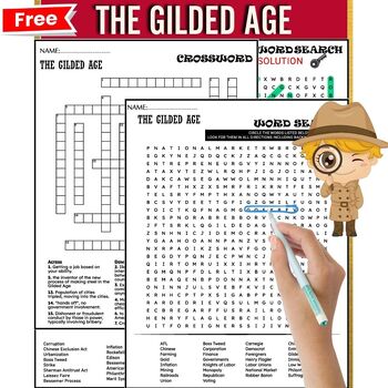 Preview of THE GILDED AGE Fun Worksheets ,Word Search ,Crosswords