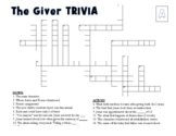THE GIVER - 2 Trivia Crosswords with Keys and QUOTES to color (Good sub plan?)